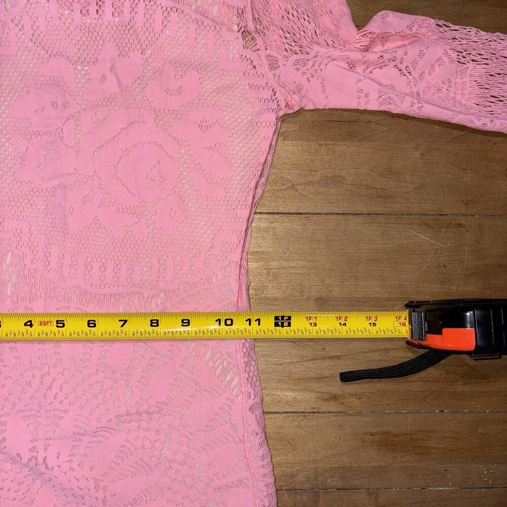 Jean Paul Gaultier Pink Soleil See-Through Cutout Mini Dress XS Body-con Crochet - Picture 15 of 16